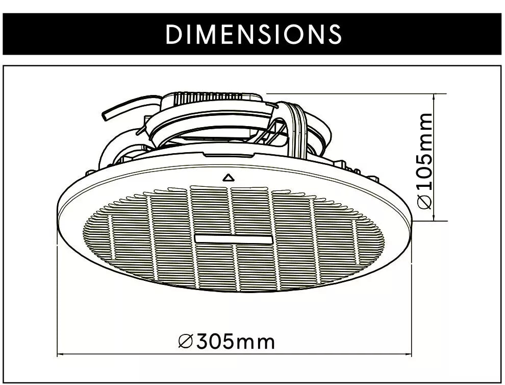 Modura JustAir Core Round Ceiling Exhaust Fan Bathroom Ventilation 200mm 250mm