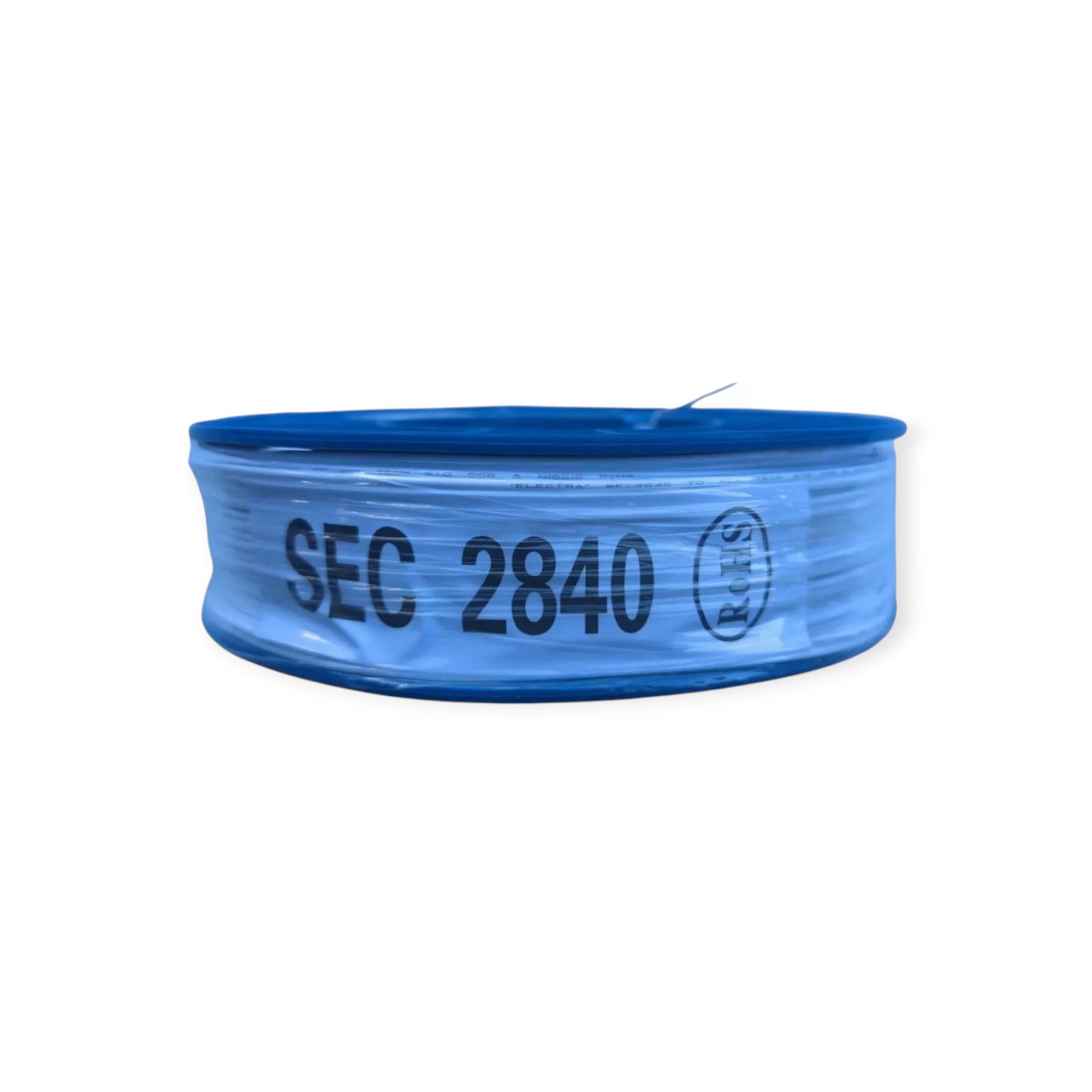Blue cylindrical container with 'SEC 2840' text on a white background