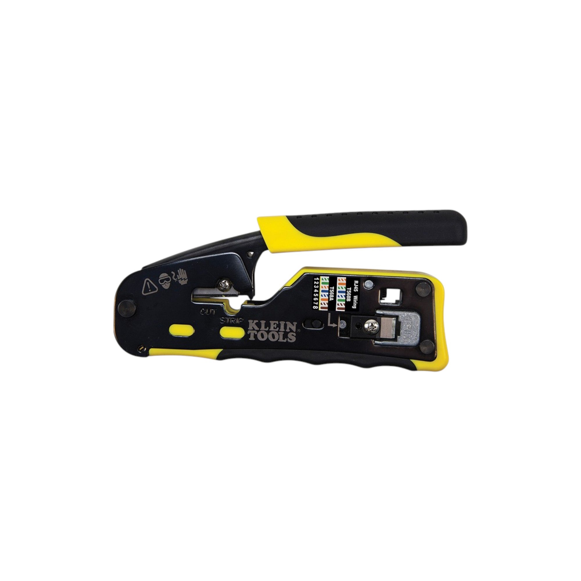 Klein Tools VDV226-110 Ratcheting Modular Crimper – Strip, Cut & Crimp Pass-Thru Connectors