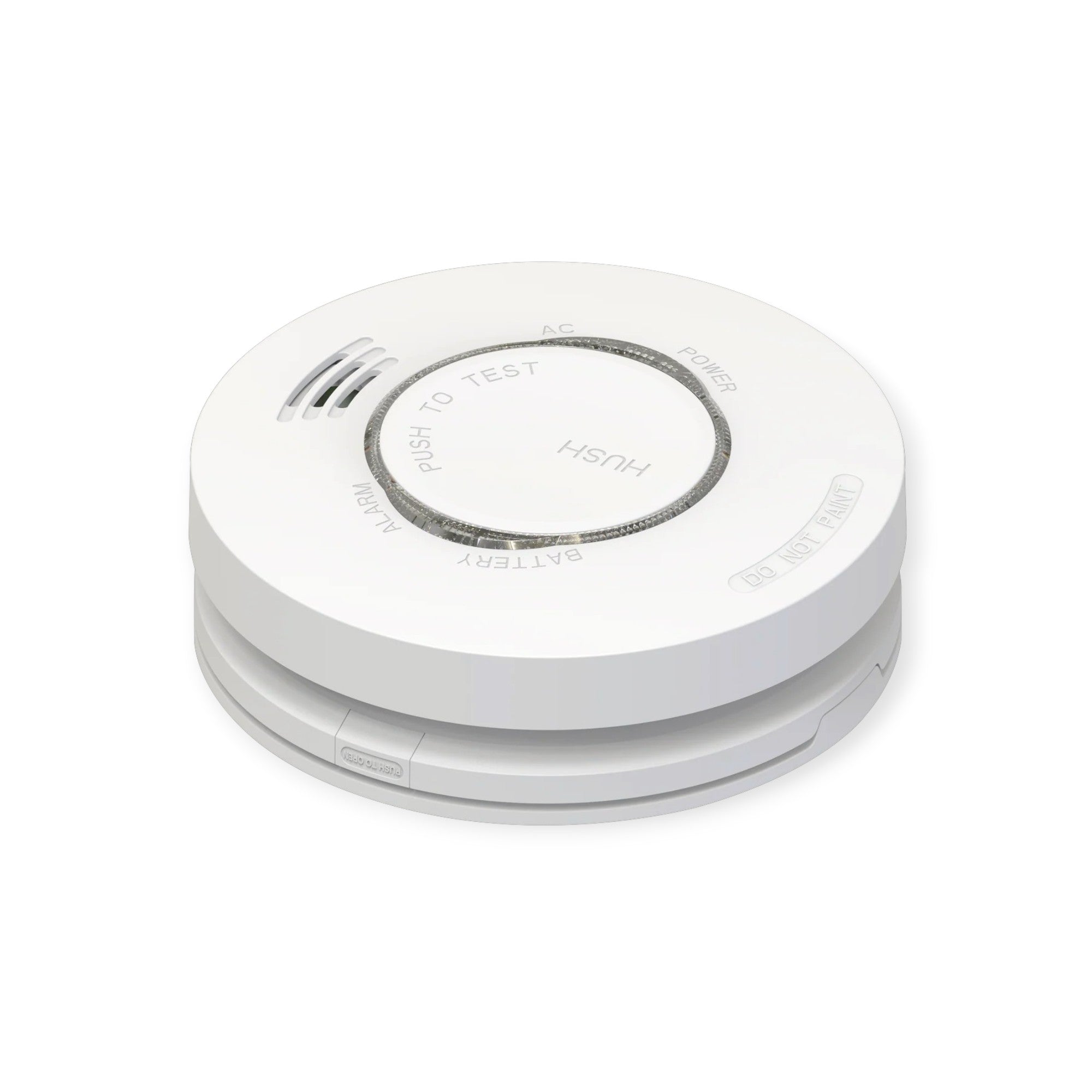 White smoke detector on a white background