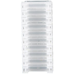 Stack of white trays on a white background