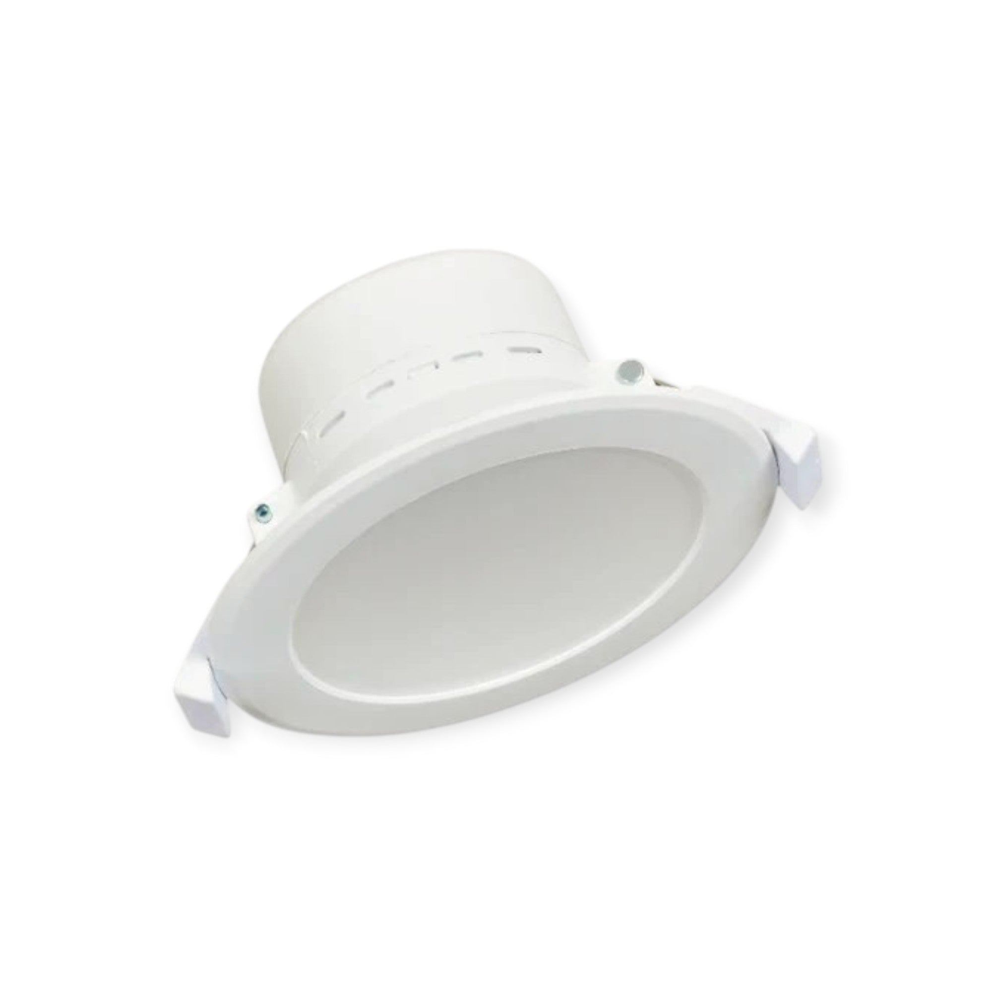 White recessed ceiling light on a white background