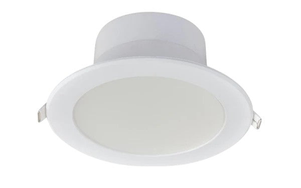 White recessed ceiling light on a white background