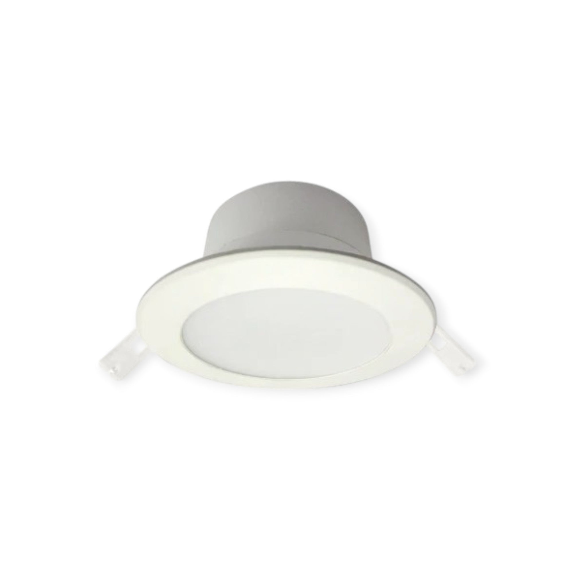 A white 10W tri-color LED downlight with a 90mm cutout, suitable for ceiling installation.