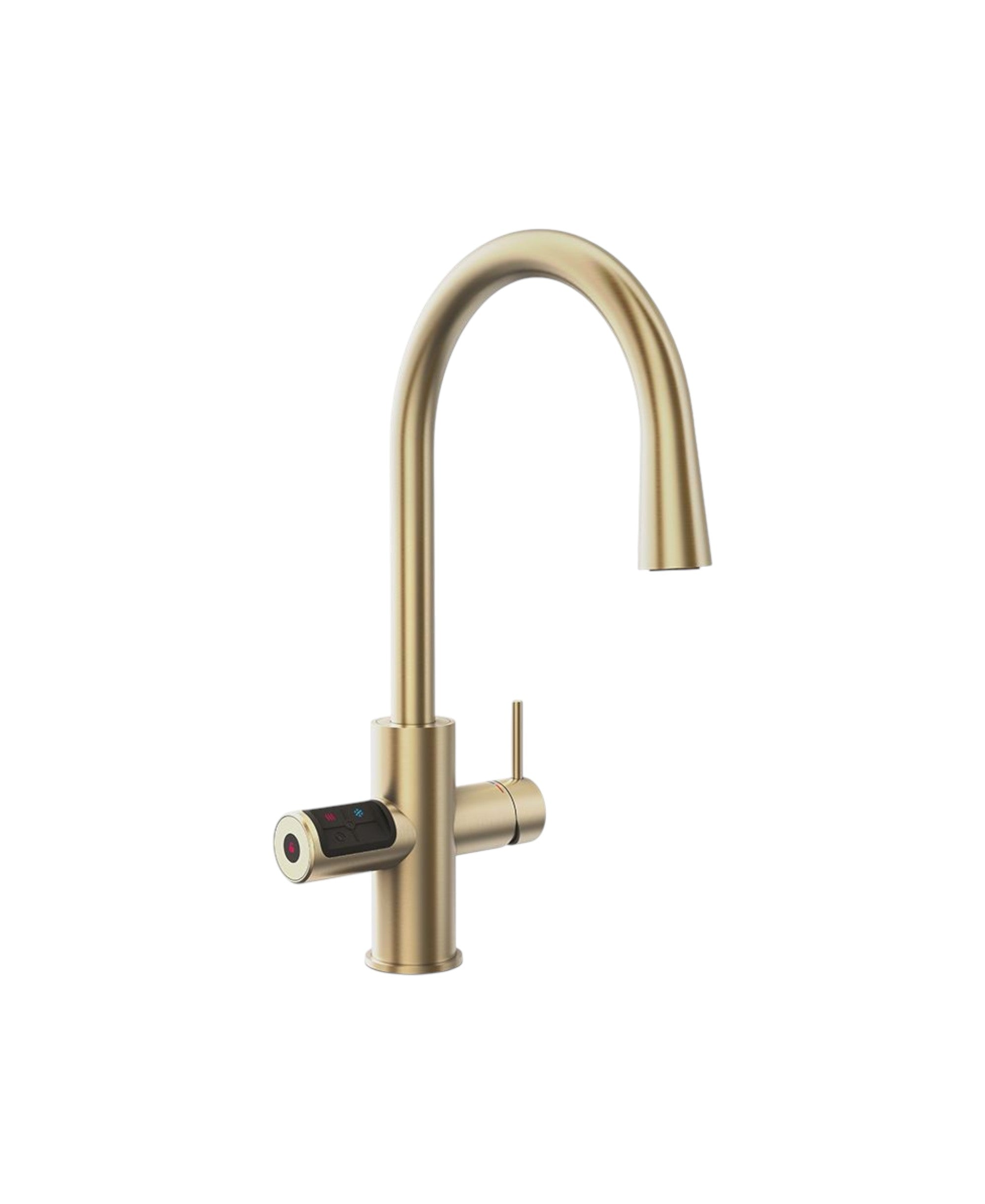 Gold kitchen faucet on a white background