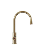 Gold kitchen faucet on a white background