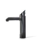 Black kitchen faucet on a white background
