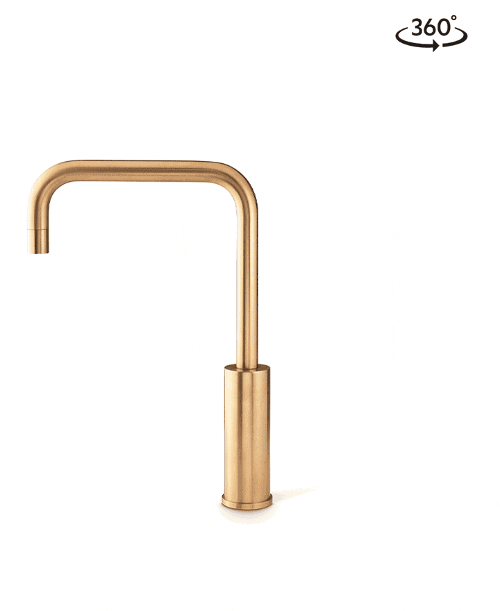 Cube Mixer Tap Mains Brushed Gold