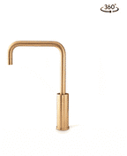 Cube Mixer Tap Mains Brushed Gold