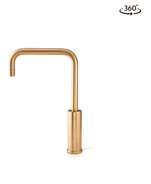 Cube Mixer Tap Mains Brushed Gold