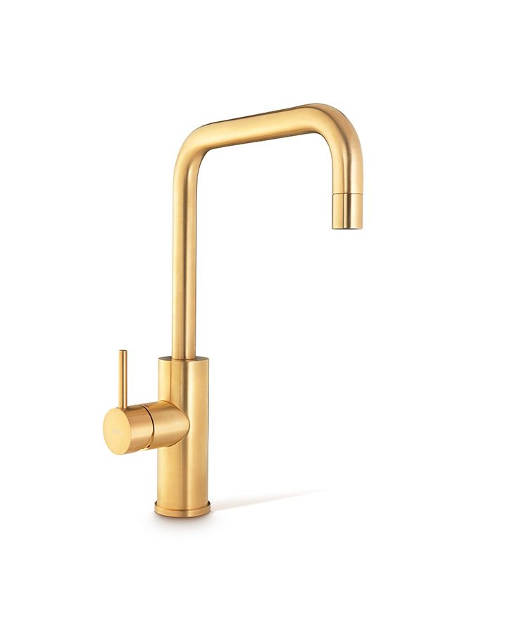 Cube Mixer Tap Mains Brushed Gold