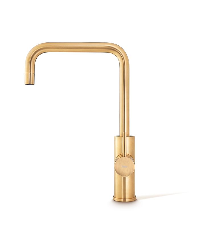 Cube Mixer Tap Mains Brushed Gold
