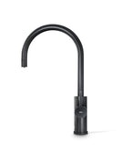 Black kitchen faucet on a white background