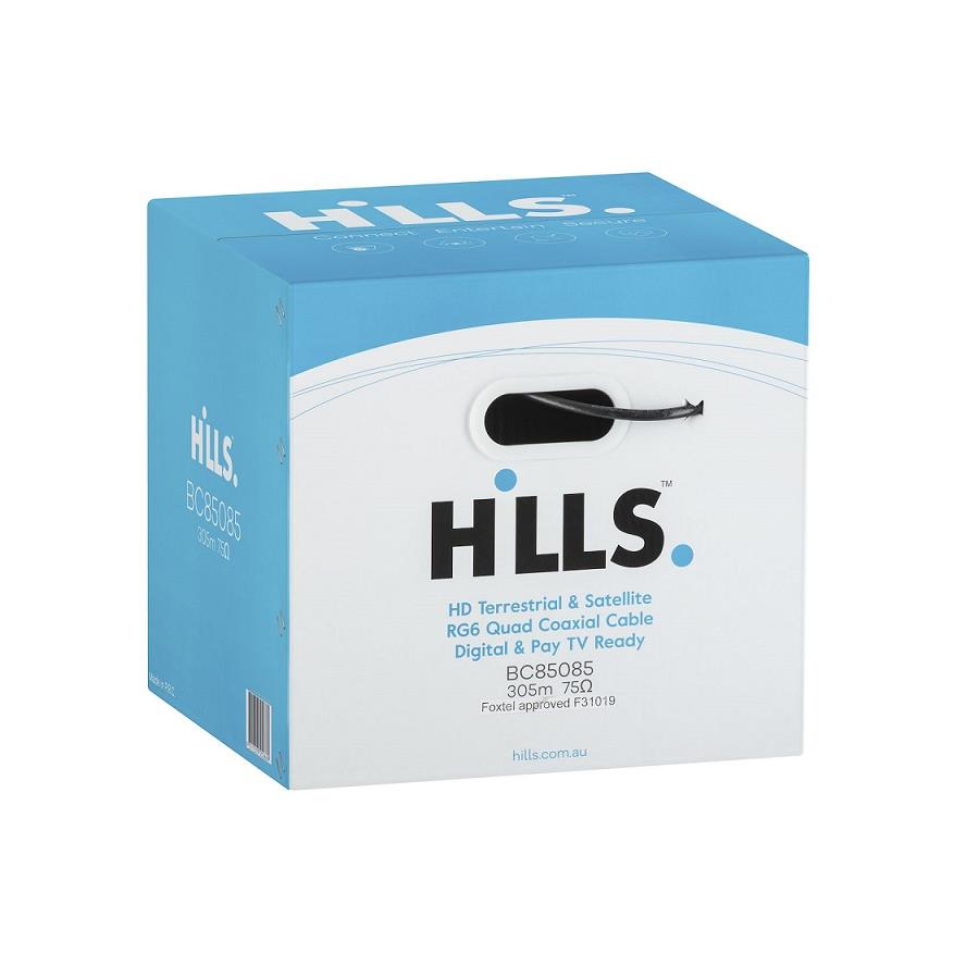 HILLS RG6 Quad Shield Coaxial Cable Foxtel Approved
