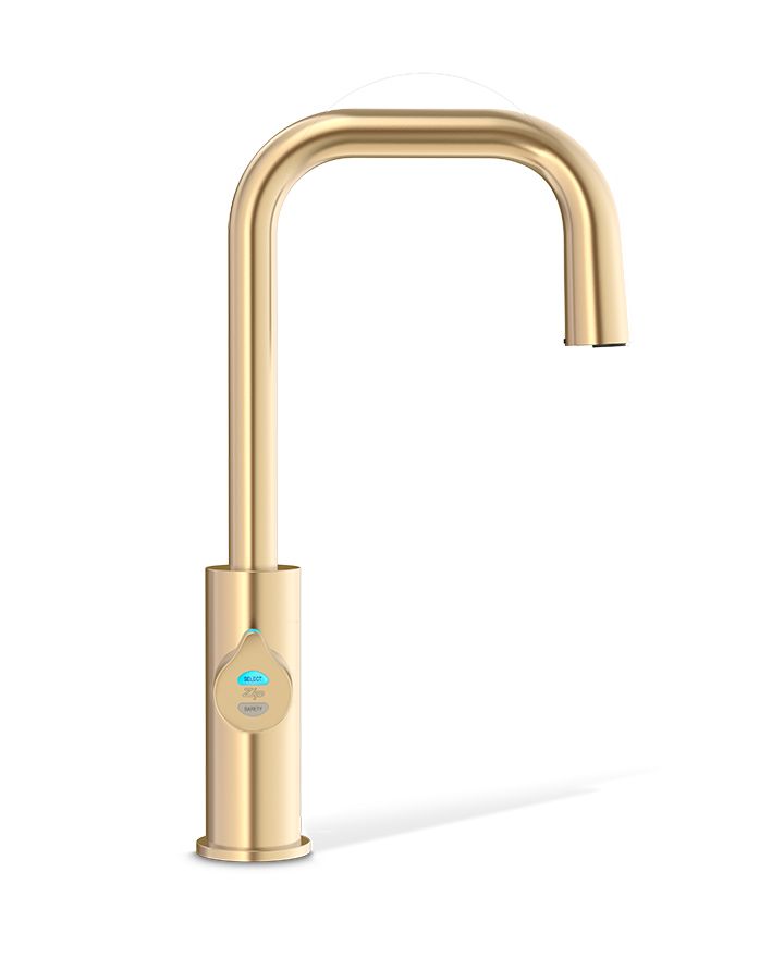 Gold kitchen faucet on a white background