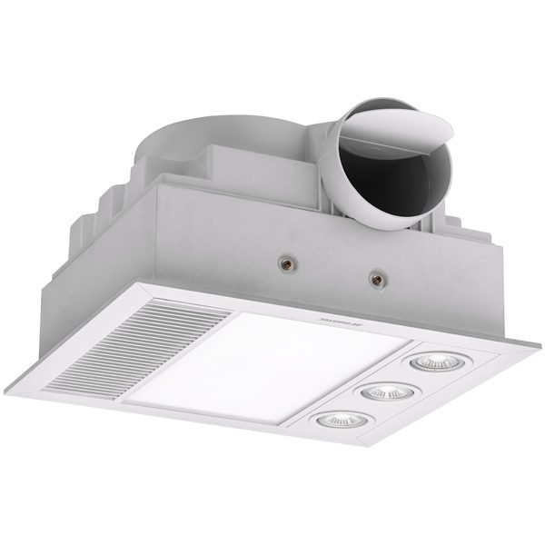 Linear Mini 3-in-1 Bathroom Heater with 3 Heat Lamps, Exhaust Fan and LED Light