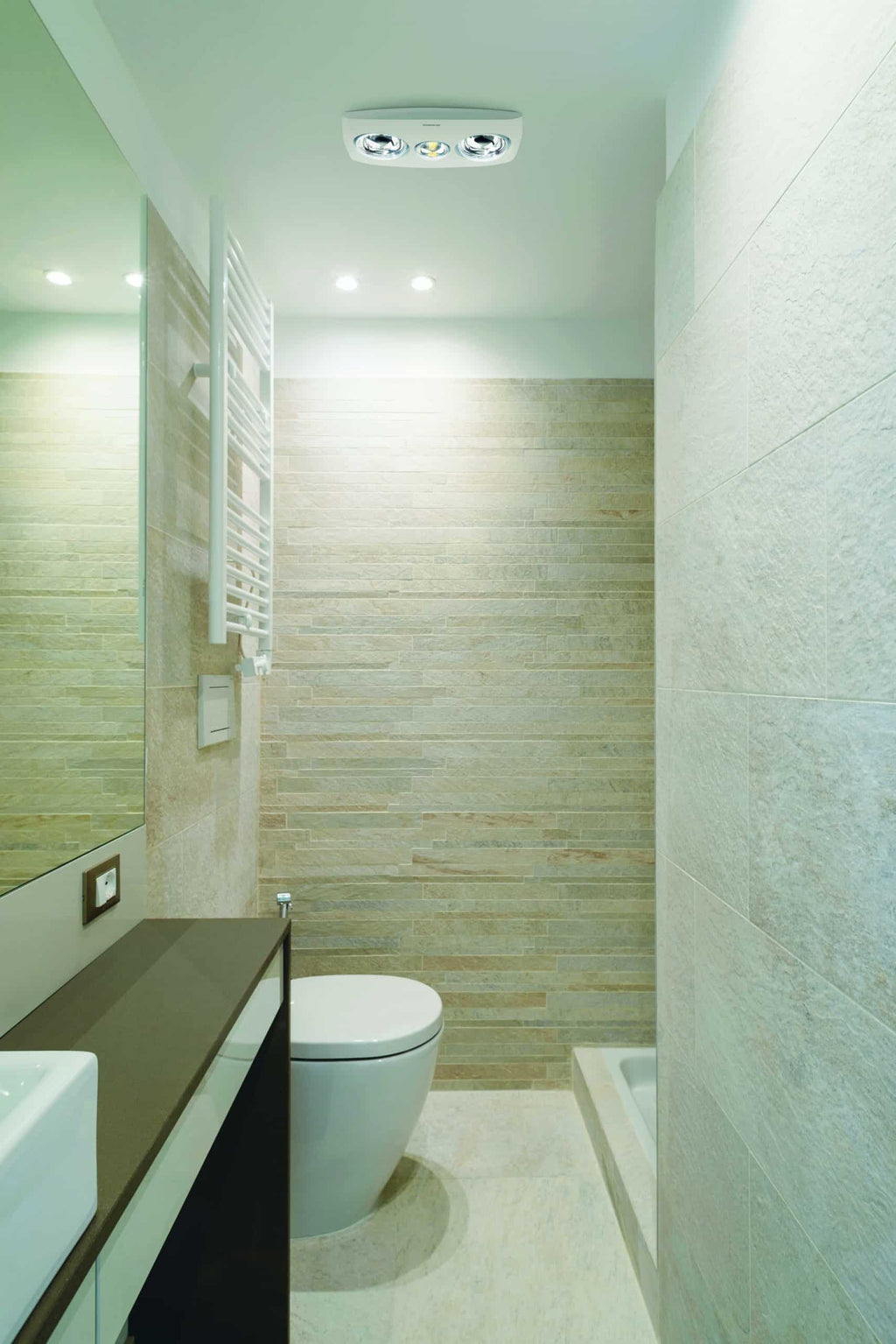 Contour 2 3-in-1 Bathroom Heater with 2 Heat Lamps, Exhaust Fan and LED Light
