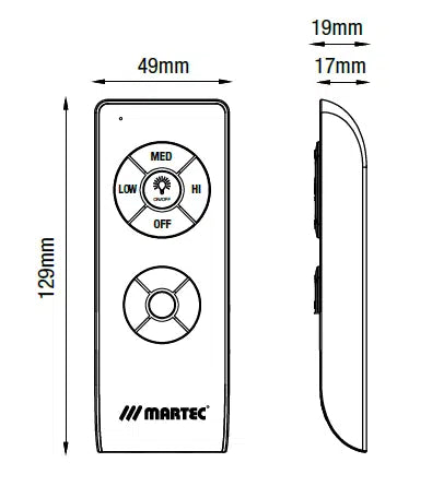 Martec Pulse Smart Remote Control For AC Ceiling Fans MPWIFI
