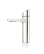 Chrome kitchen faucet on a white background