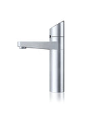 Silver faucet on a white background