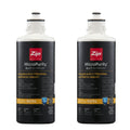 Two bottles of Zip Water MicroPurity 8-in-1 filtration replacement water, shown side by side against a plain white background.
