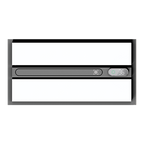 Rectangular electronic device with a screen and control panel on a white background