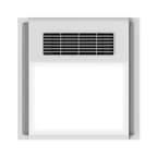 White rectangular air conditioning unit with a grid on a white background