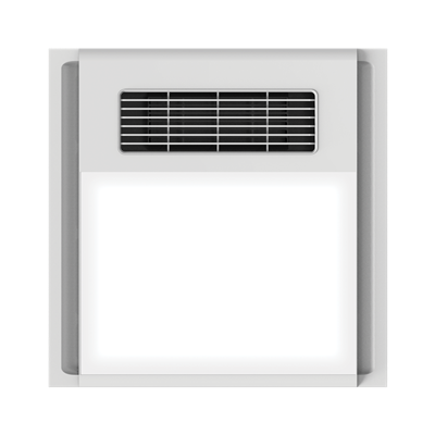 White rectangular air conditioning unit with a grid on a white background