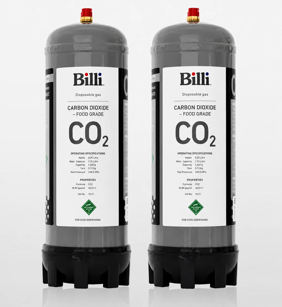 Billi 996912 food grade CO2 sparkling water gas cylinders 2 pack