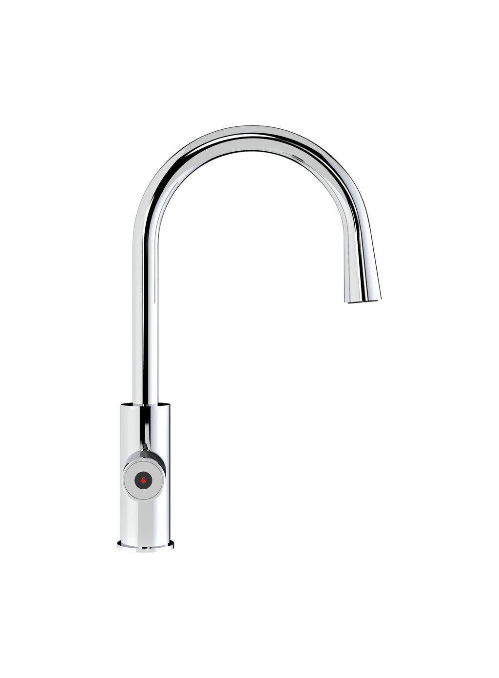 Chrome kitchen faucet on a white background