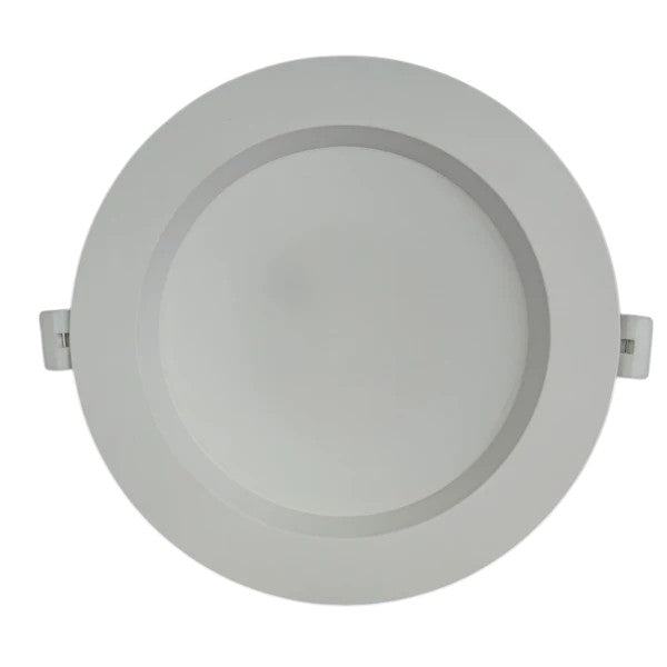 Round recessed ceiling light on a white background