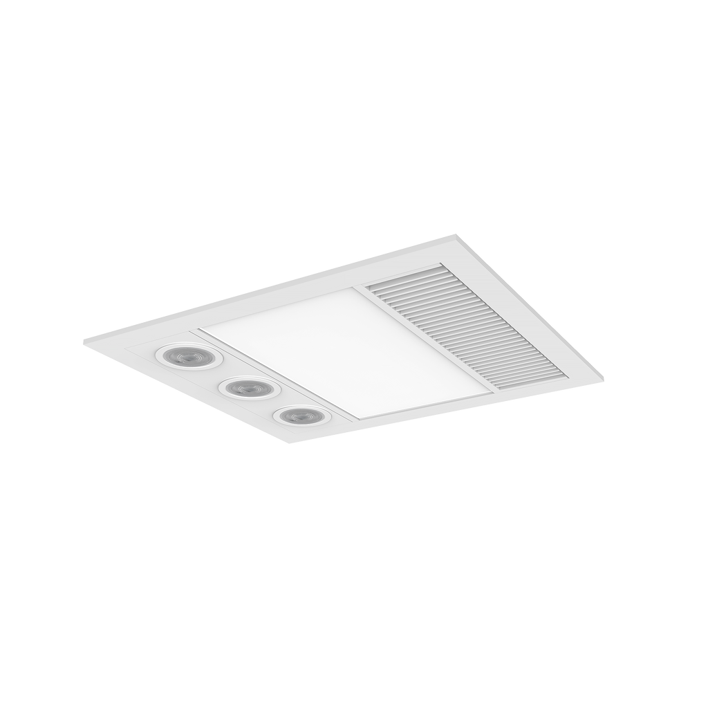 Linear Mini 3-in-1 Bathroom Heater with 3 Heat Lamps, Exhaust Fan and LED Light