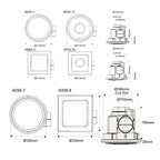 Square Bathroom Kitchen Exhaust Fan Light 240mm and 290mm Air Heat Extraction White Black