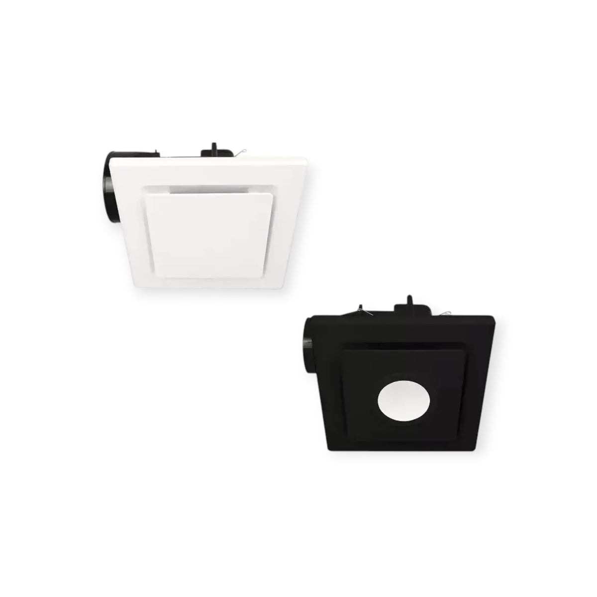 Square Bathroom Kitchen Exhaust Fan Light 240mm and 290mm Air Heat Extraction White Black
