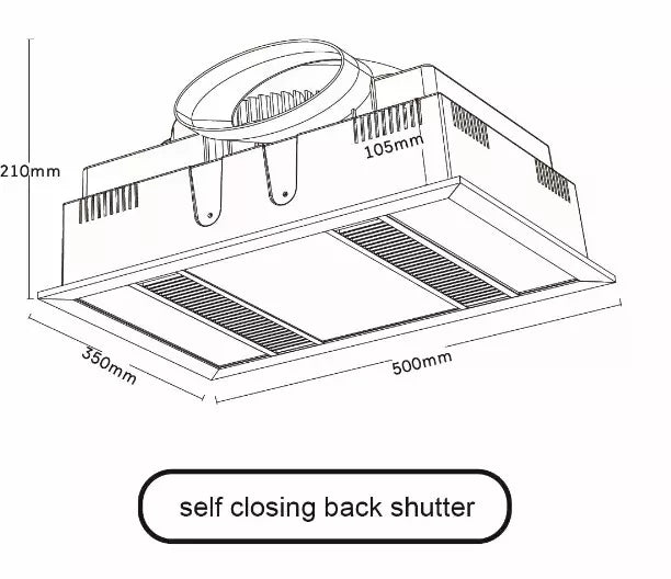 Modura Slender 3-in-1 Bathroom Heat Fan Exhaust Light 1000W Halogen Instant Heat