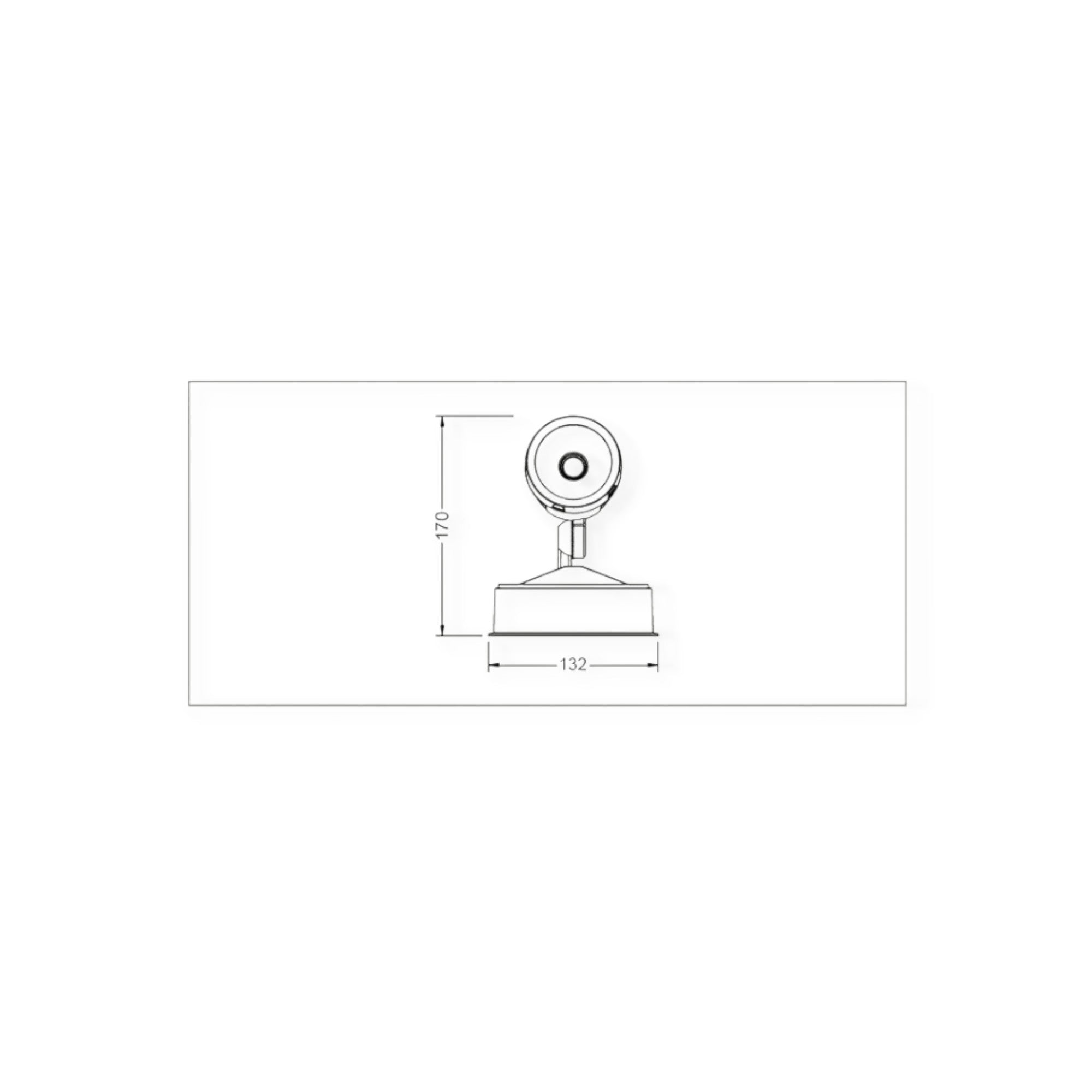Technical drawing of a webcam with dimensions on a white background