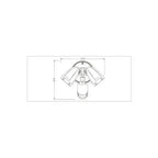 Technical drawing of a ceiling light fixture with dimensions on a white background