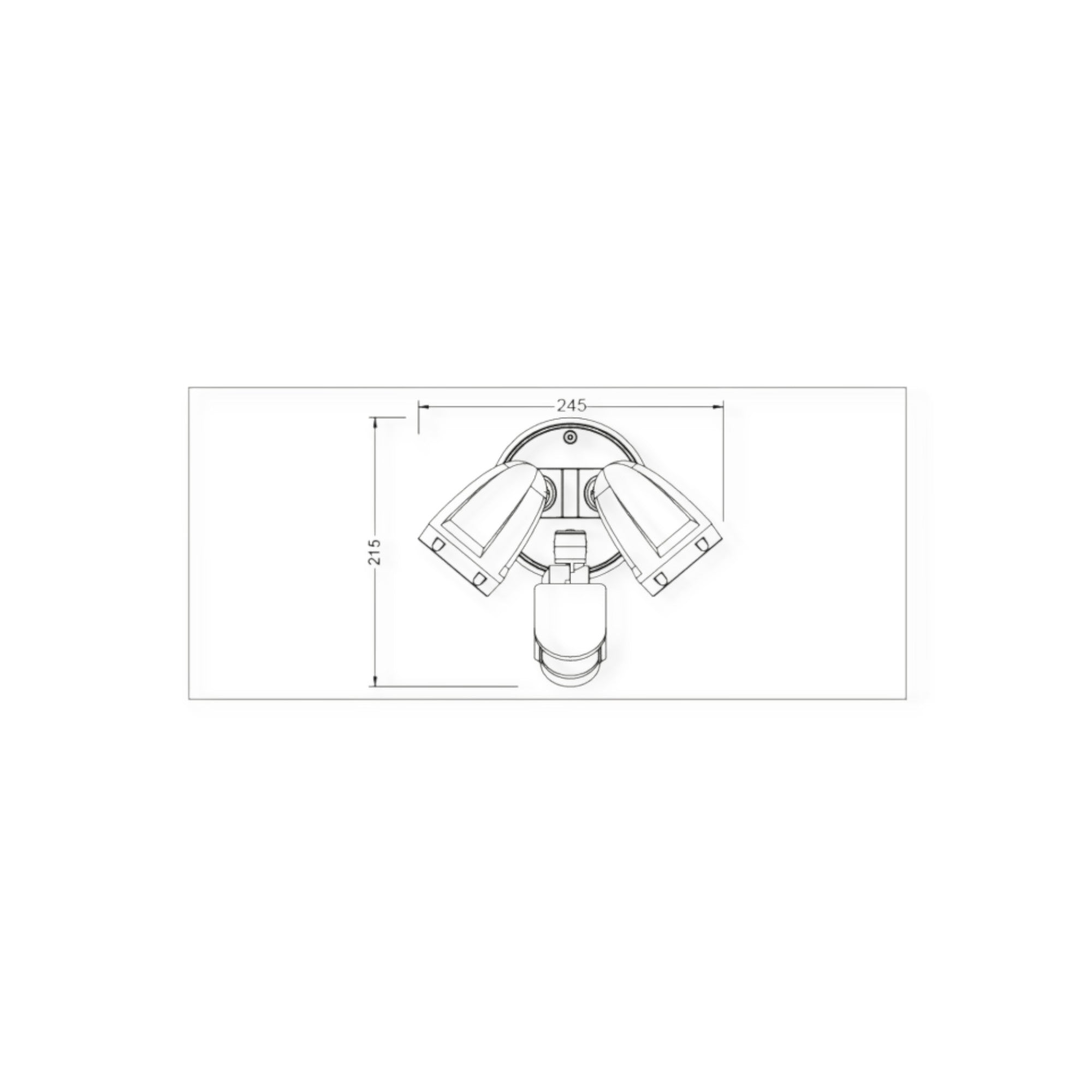 Technical drawing of a ceiling light fixture with dimensions on a white background