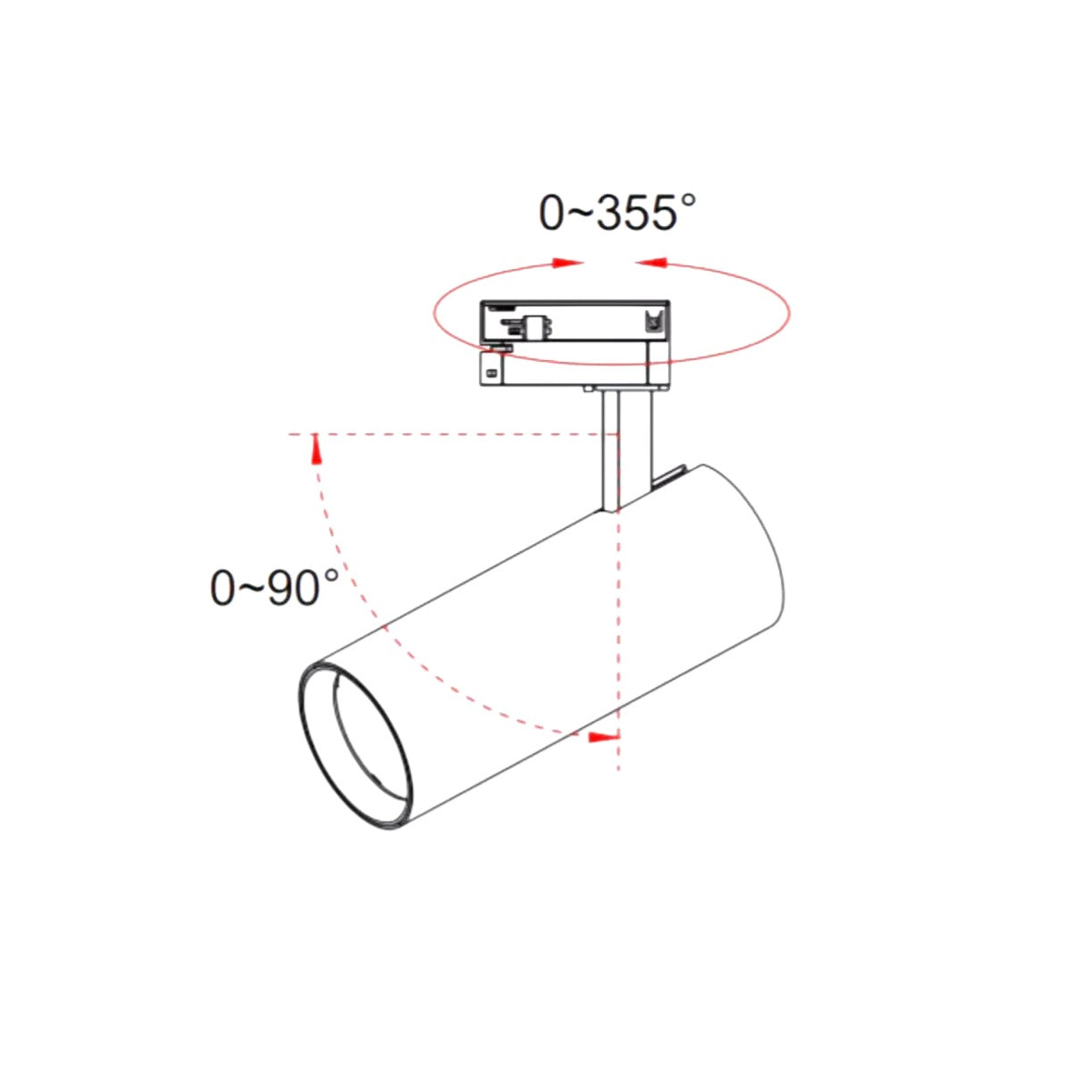 Diagram of a cylindrical object with a sensor and angular measurements on a white background