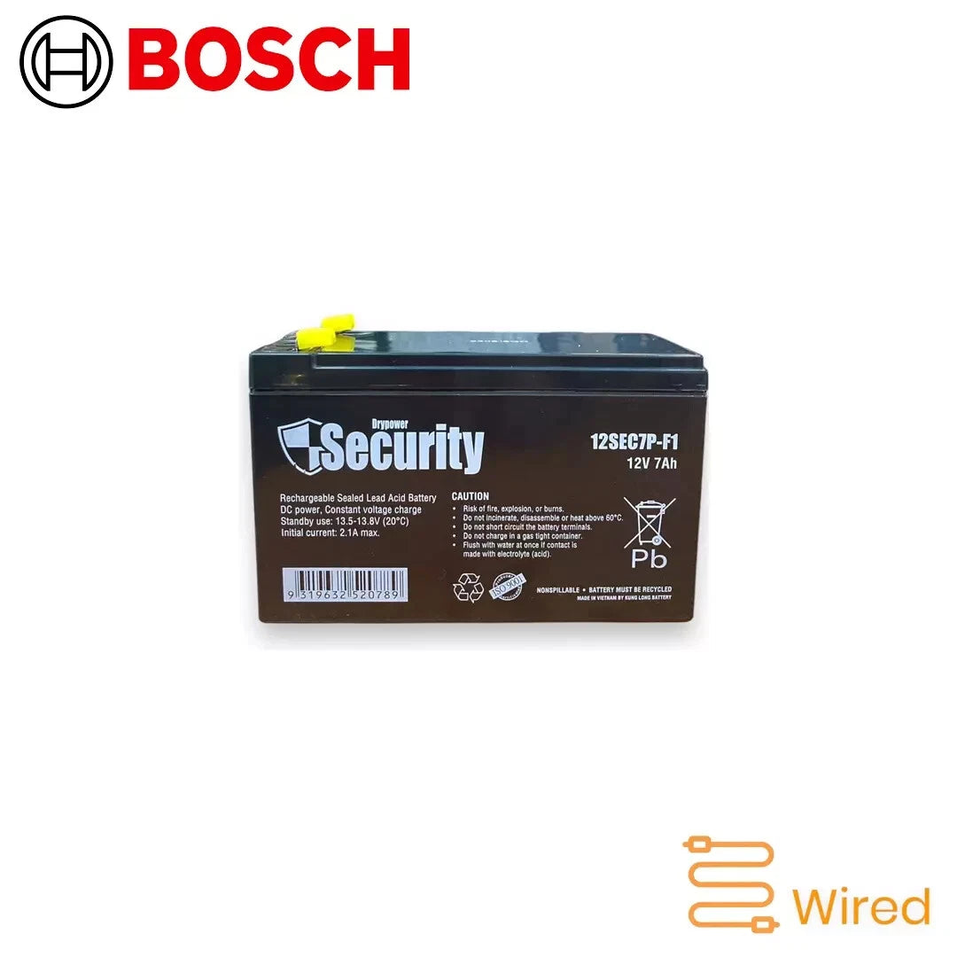 Bosch security battery on a white background