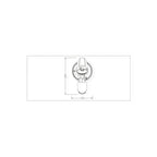 Technical drawing of a wall-mounted light fixture with dimensions on a white background