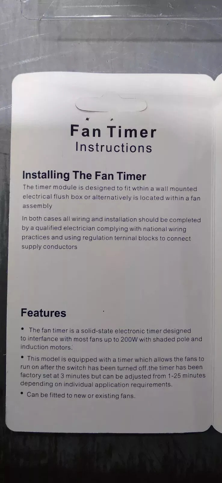 Ventair Exhaust Fan Run On Timer 1 to 25 minute adjustable -VTROTIMER - 200W