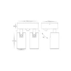 Technical drawing of a bathroom vanity setup with dimensions