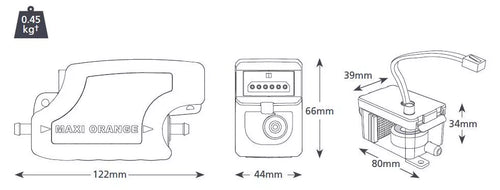 Technical drawing of a tool with dimensions labeled