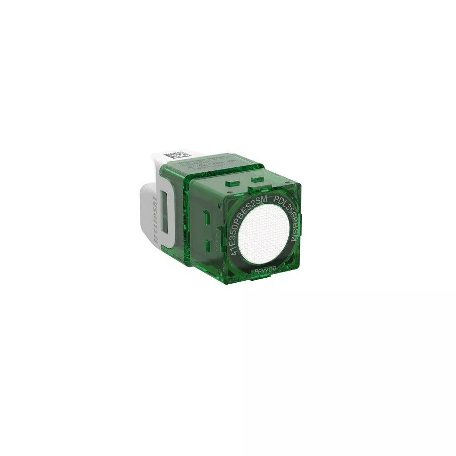 Green electronic component on a white background