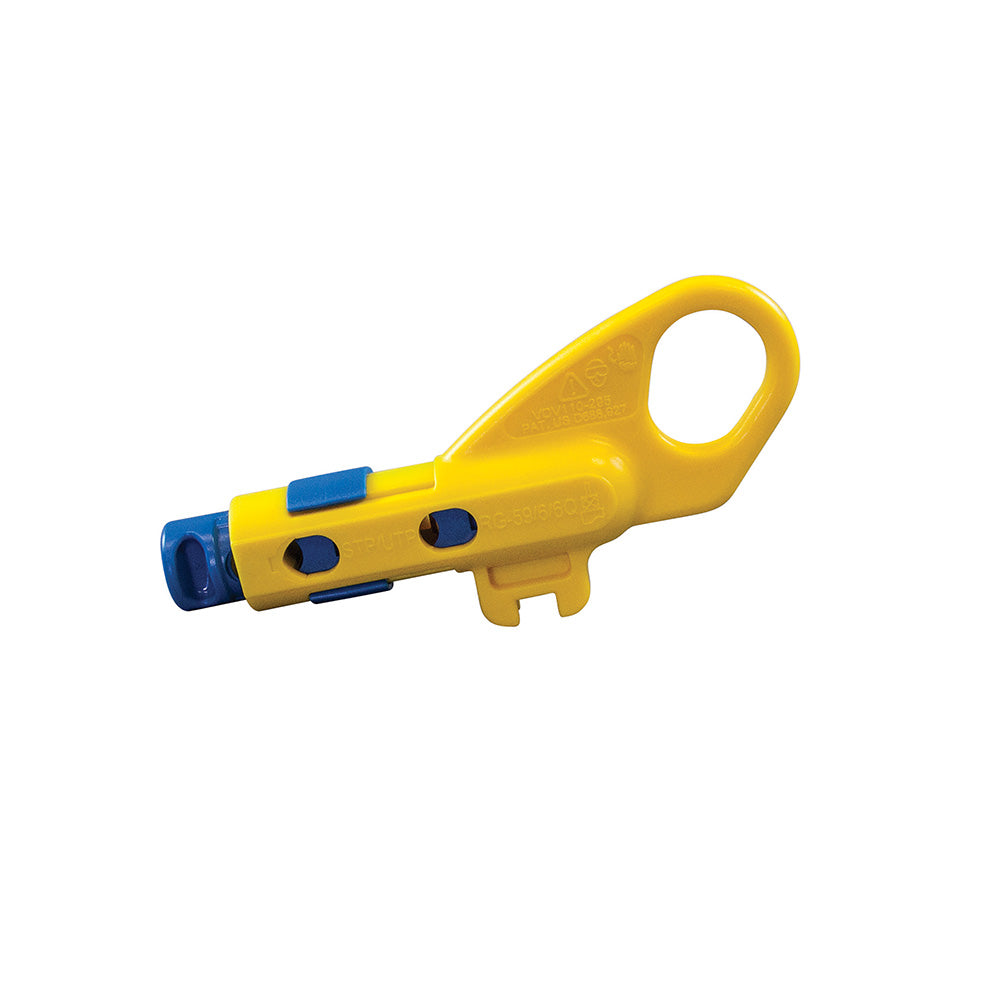 Yellow and blue cable cutter on a white background