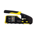 Klein Tools VDV226-110 Ratcheting Modular Crimper – Strip, Cut & Crimp Pass-Thru Connectors