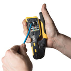Klein Tools VDV226-110 Ratcheting Modular Crimper – Strip, Cut & Crimp Pass-Thru Connectors