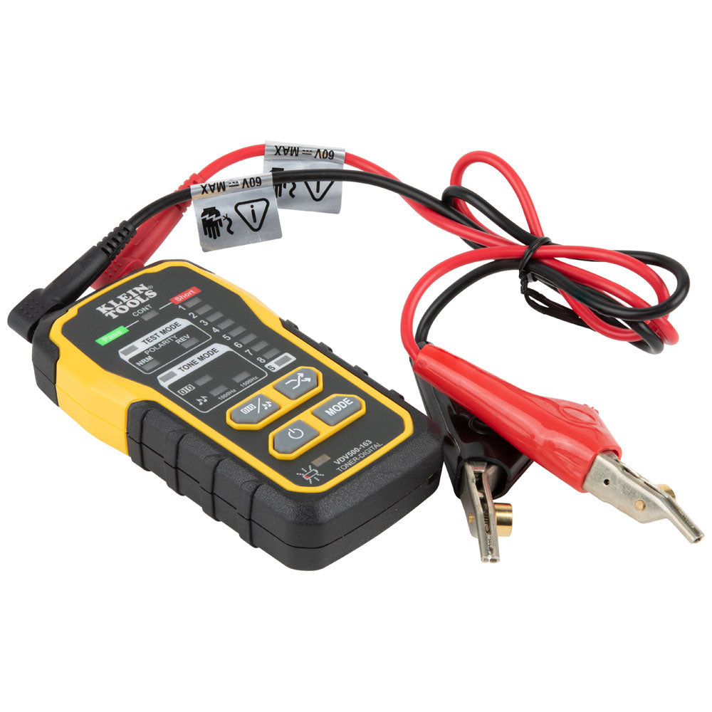 Yellow and black battery charger with red and black cables on a white background