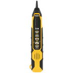 Yellow and black Klein Tools electrical tester on a white background